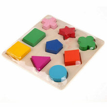 Load image into Gallery viewer, Formes géométriques en bois tri maths Montessori Puzzle préscolaire apprentissage jeu éducatif bébé bambin jouets pour enfants