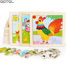 Load image into Gallery viewer, Mini Size 11*11CM Kids Toy Wood Puzzle Wooden 3D Puzzle Jigsaw for Children Baby Cartoon Animal/Traffic Puzzles Educational Toy
