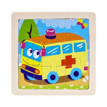 Load image into Gallery viewer, Mini Size 11*11CM Kids Toy Wood Puzzle Wooden 3D Puzzle Jigsaw for Children Baby Cartoon Animal/Traffic Puzzles Educational Toy
