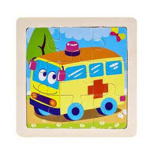 Mini Size 11*11CM Kids Toy Wood Puzzle Wooden 3D Puzzle Jigsaw for Children Baby Cartoon Animal/Traffic Puzzles Educational Toy