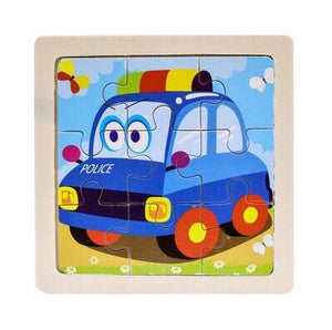 Mini Size 11*11CM Kids Toy Wood Puzzle Wooden 3D Puzzle Jigsaw for Children Baby Cartoon Animal/Traffic Puzzles Educational Toy