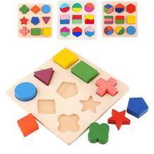 Load image into Gallery viewer, Formes géométriques en bois tri maths Montessori Puzzle préscolaire apprentissage jeu éducatif bébé bambin jouets pour enfants
