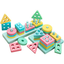 Load image into Gallery viewer, Baby Toys Wooden Blocks Shape Jointed Board Montessori Teaching Leaning Early Education Building Chopping Block Match Kids Toy
