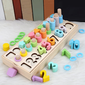 Montessori Wooden Toys Geometric Shape Matching Count Magnetic Fishing Toys Math Early Educational Busy Board Toys For Children