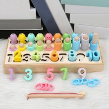 Load image into Gallery viewer, Montessori Wooden Toys Geometric Shape Matching Count Magnetic Fishing Toys Math Early Educational Busy Board Toys For Children
