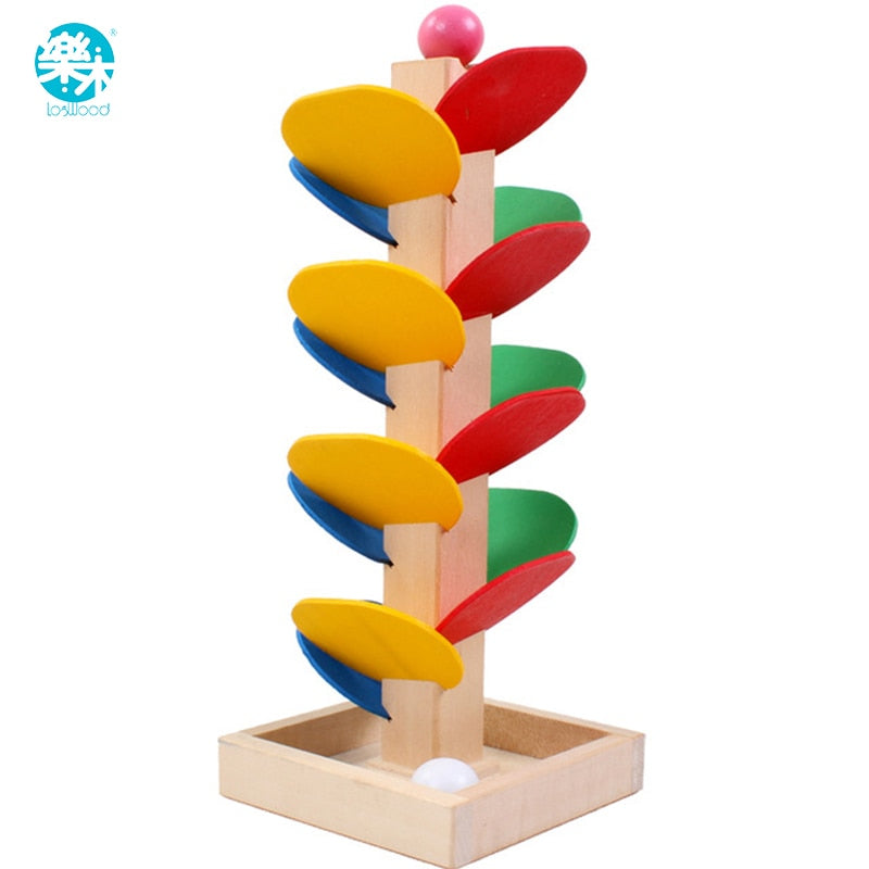 Wooden Tree Marble Ball Run Track block Game Baby Kids Children Intelligence Educational Toy Desktop Toys Infant Gift